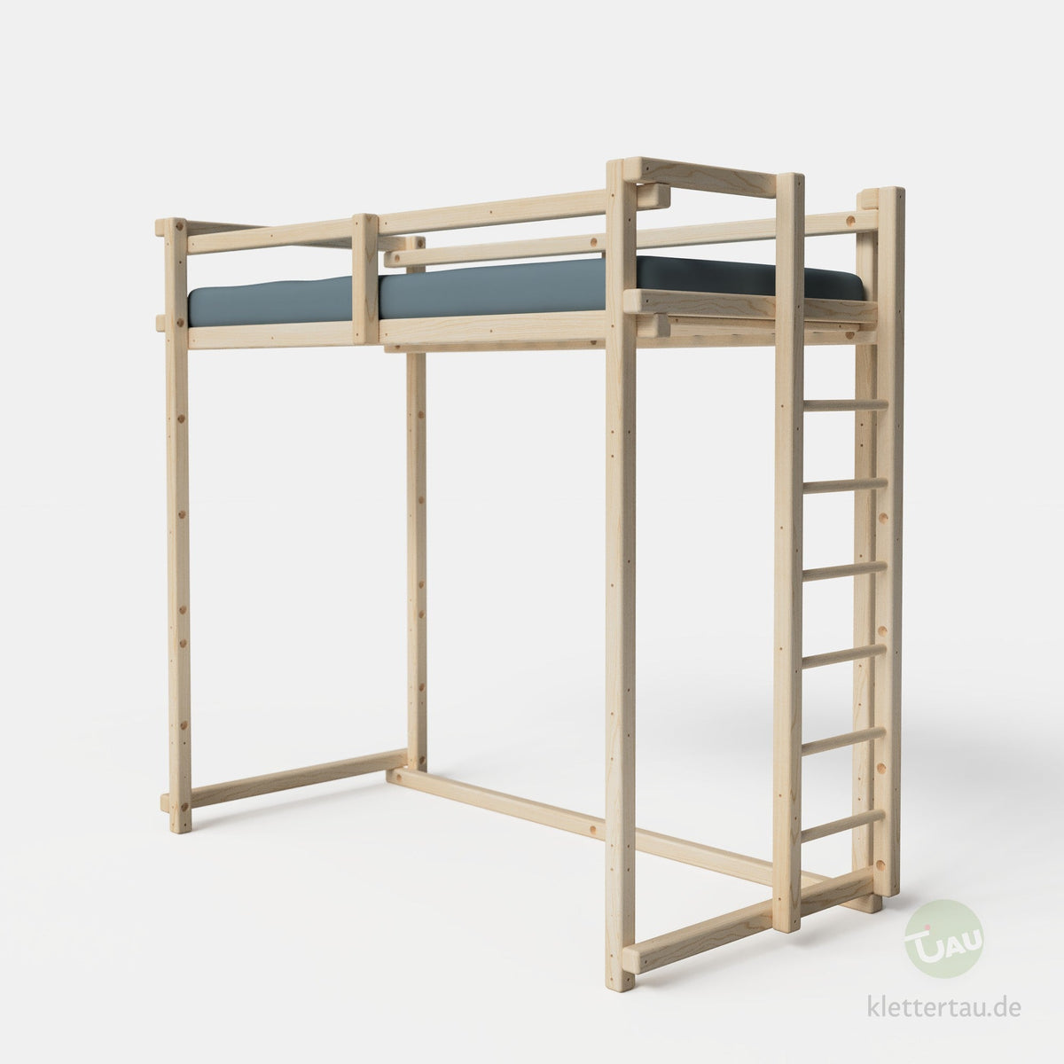 Jugendhochbett 90cm mit Sprossenleiter an der Schmalseite von TAU Abenteuerbetten