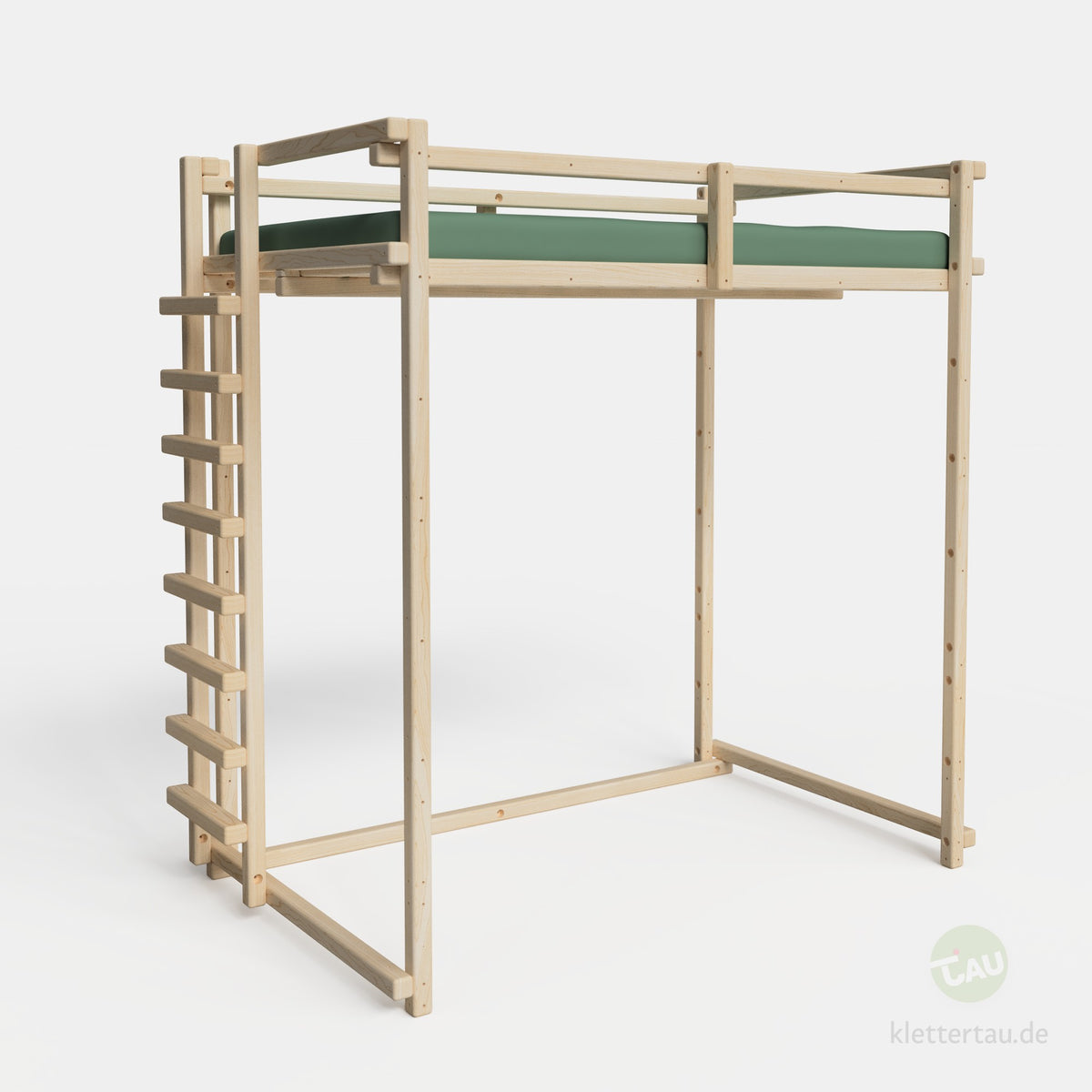 Jugendhochbett 120cm mit Balkenleiter an der Schmalseite von TAU Abenteuerbetten - Ansicht 2