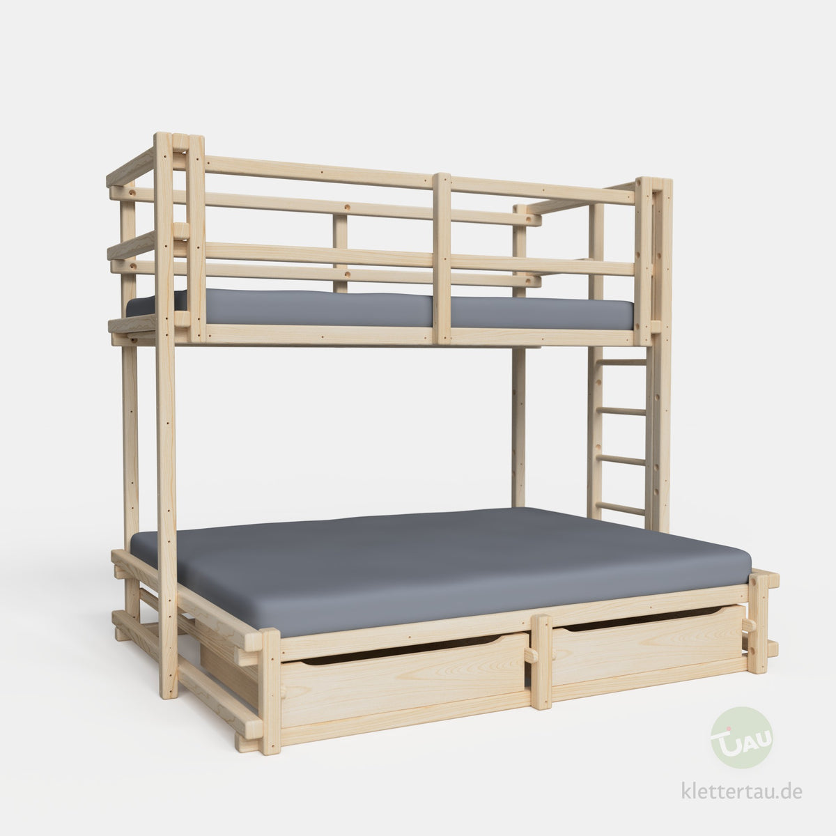 Etagenbett 90 über 160 mit zwei Schubladen von TAU Abenteuerbetten #Breite der unteren Liegenebene_160 cm