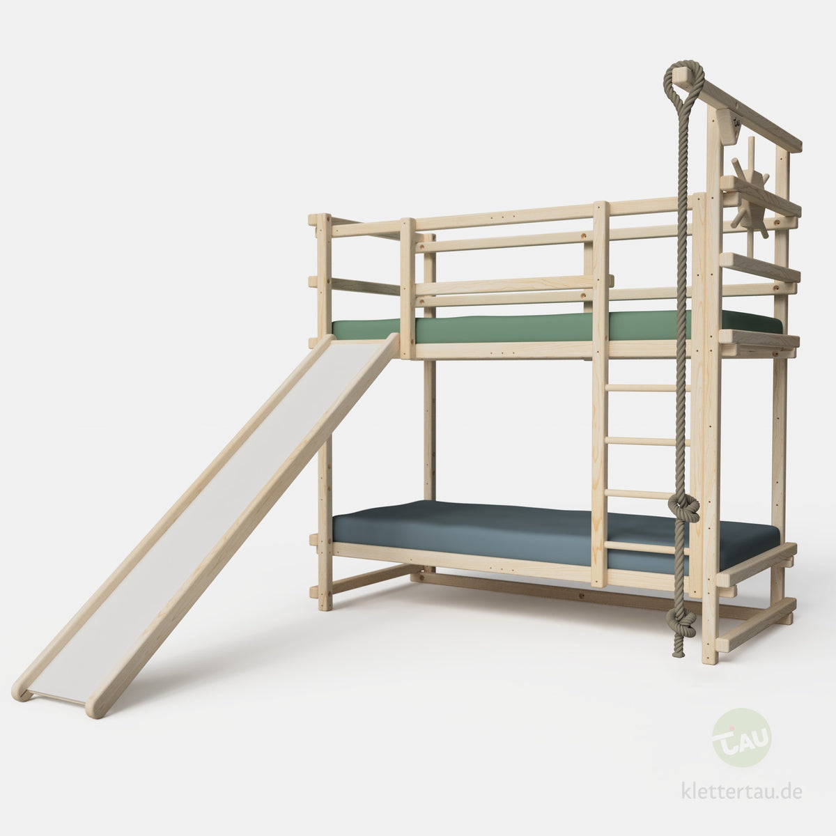 Abenteuer-Etagenbett mit Rutsche von TAU Abenteuerbetten #Schubladen_ohne Schubladen