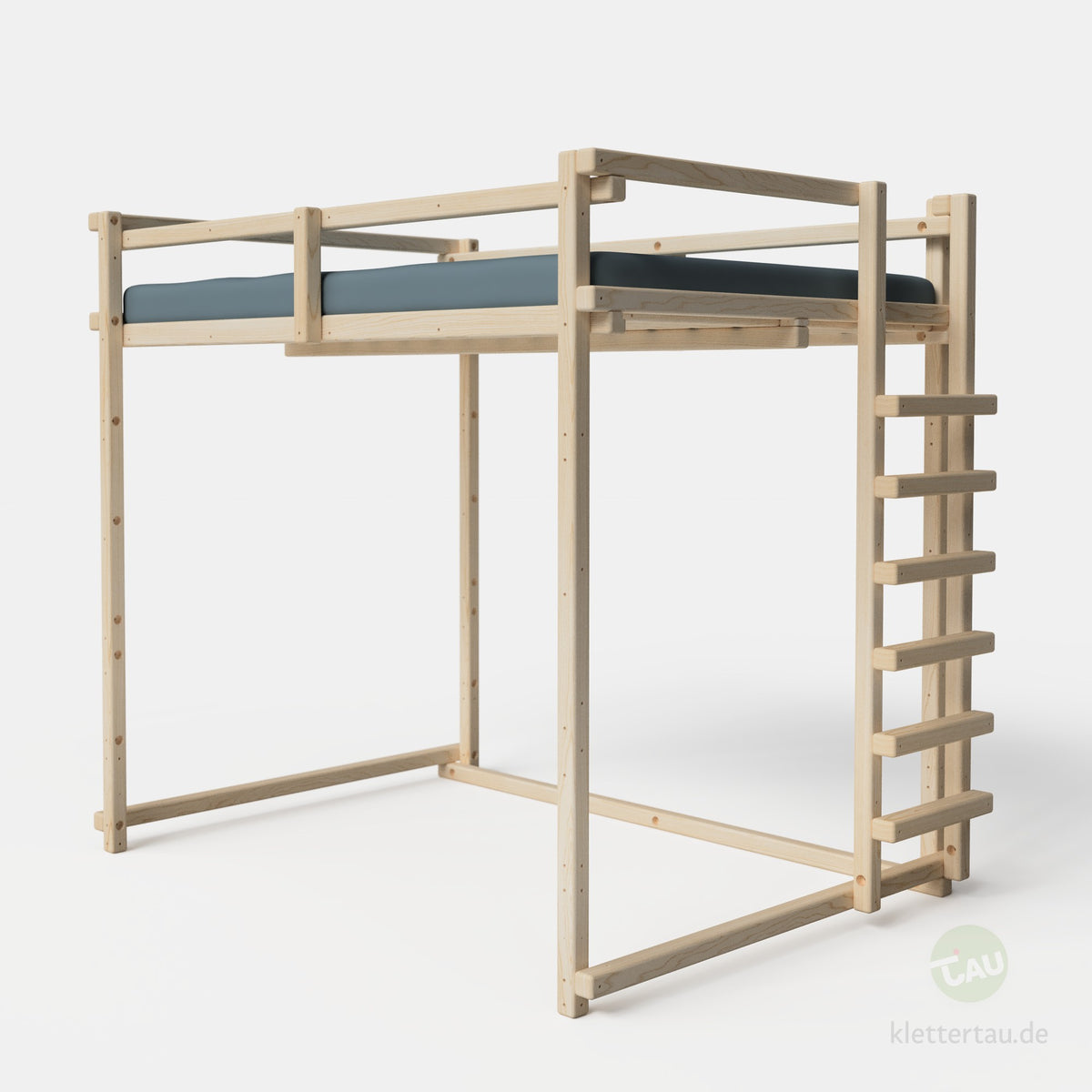 Jugendhochbett 140 × 200 cm mit Balkenleiter an der Schmalseite von TAU Abenteuerbetten