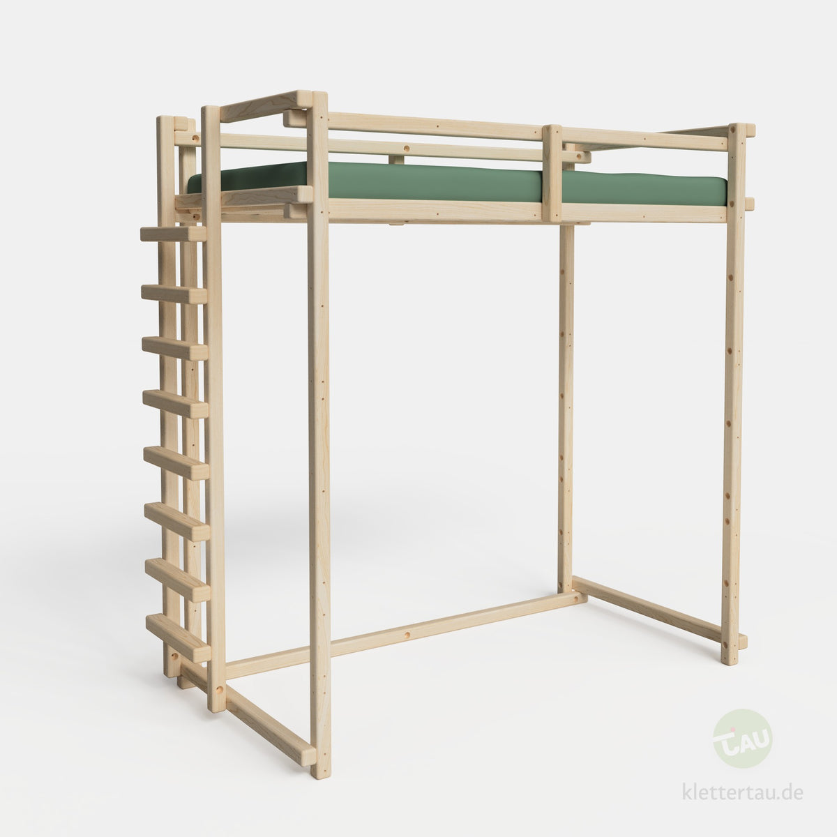 Jugendhochbett 100cm mit Balkenleiter an der Schmalseite von TAU Abenteuerbetten - Ansicht 2