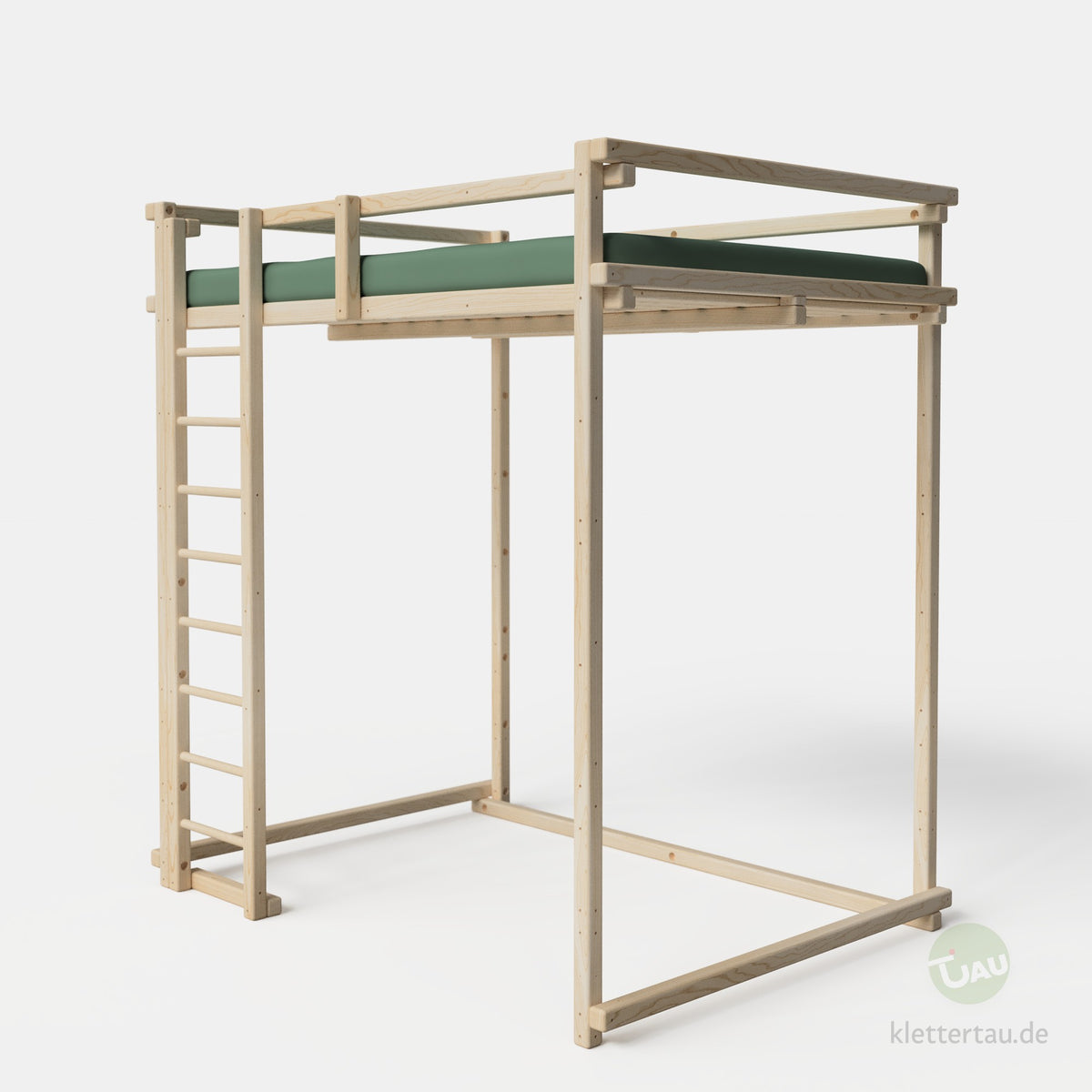 Jugendhochbett 140 × 200 cm extra hoch mit Sprossenleiter an der Front von TAU Abenteuerbetten