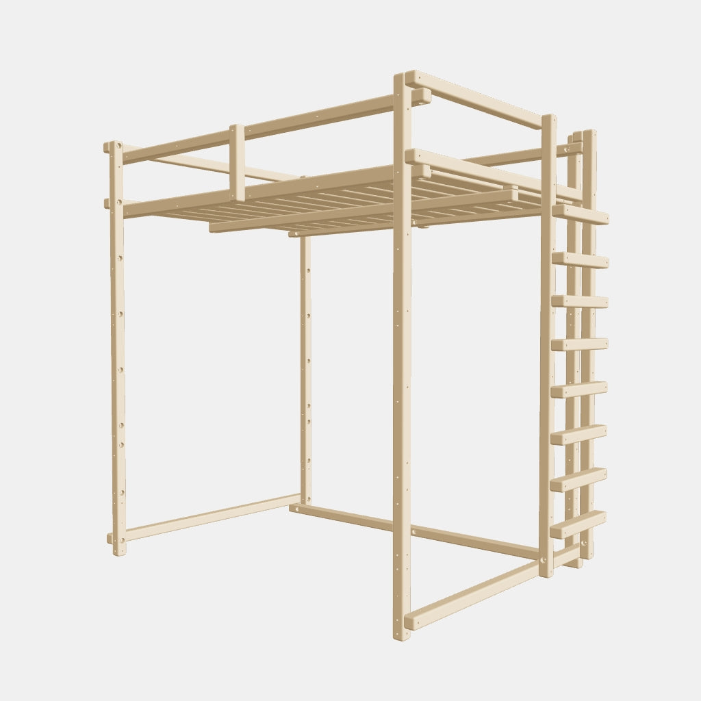 3D-Ansicht des Jugendhochbetts 140 × 200 cm extra hoch von TAU Abenteuerbetten
