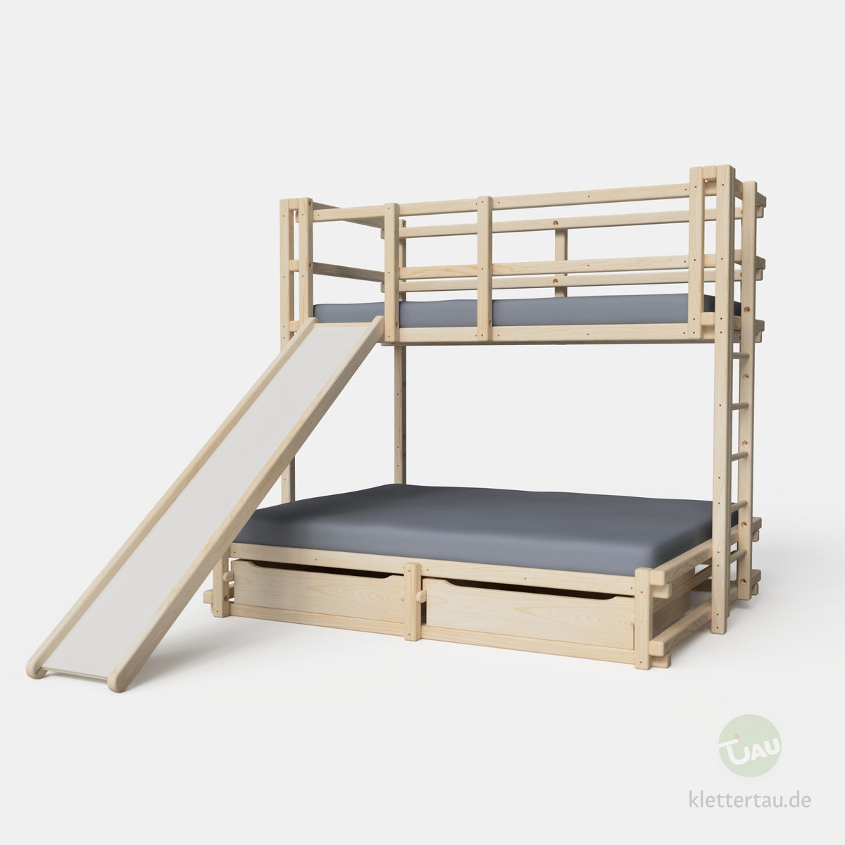 Etagenbett 90 über 160 mit Rutsche und zwei Schubladen von TAU Abenteuerbetten #Breite der unteren Liegenebene_160 cm