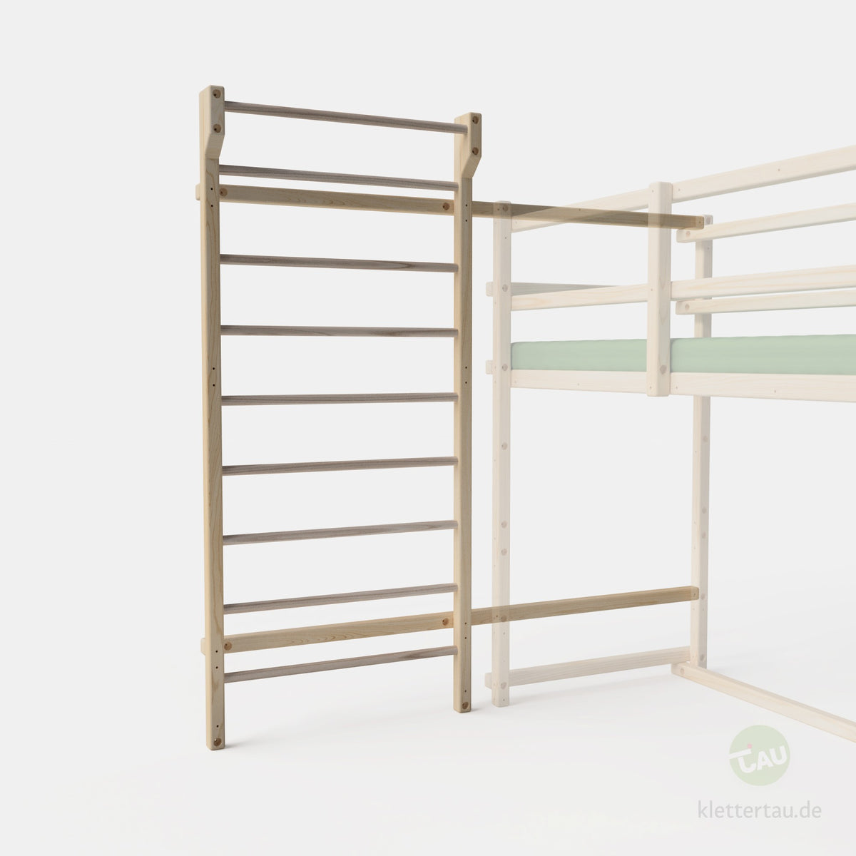 Sprossenwand mit Extender neben Hochbett